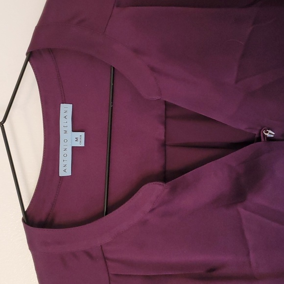 100% Silk Antonio Melani Purple Long Sleeve Blouse - Picture 2 of 6